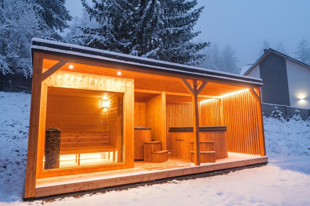 Sauna Optimal z tarasem i zabudowa 44900