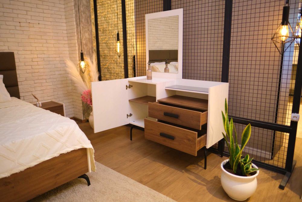 Conjunto Quarto Completo Casal Novo | Cama Roupeiro Cómoda Mesa