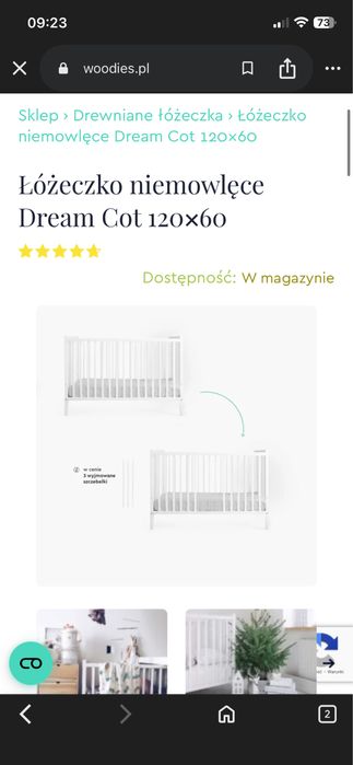 Łóżeczko woodies z materacem 120x60 bardzo dobry stan