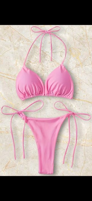 pudrowo różowy strój kostium kąpielowy dwuczęściowy bikini sexy 40 L