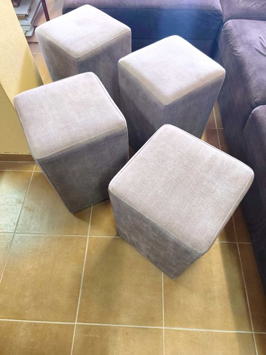 Sofá vintage castanho c/chaise long + 4 bancos incluídos