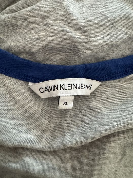 Koszulka Calvin Klein Jeans XL szara crop krótka tshirt damski