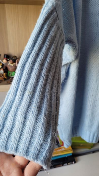 Błękitny mięciutki sewter damski oversize długi rozm.XL