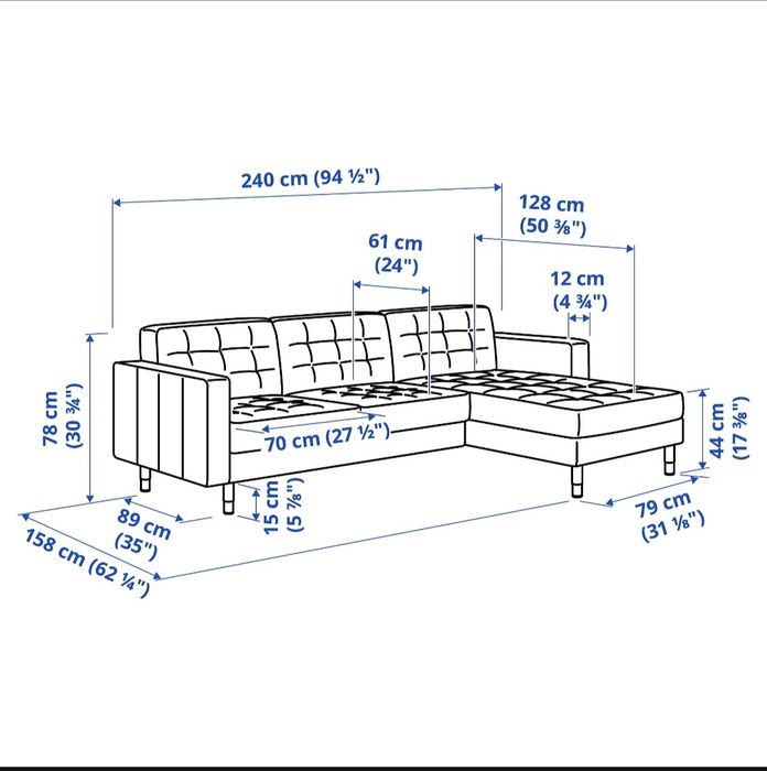 Sofá IKEA LANDSKRONA Chaise Longue Verde Claro – 240cm