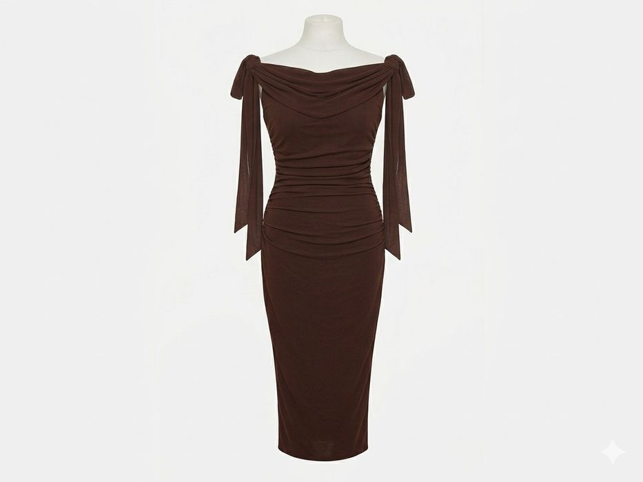 продам шикарну міді сукню шоколадного кольорору