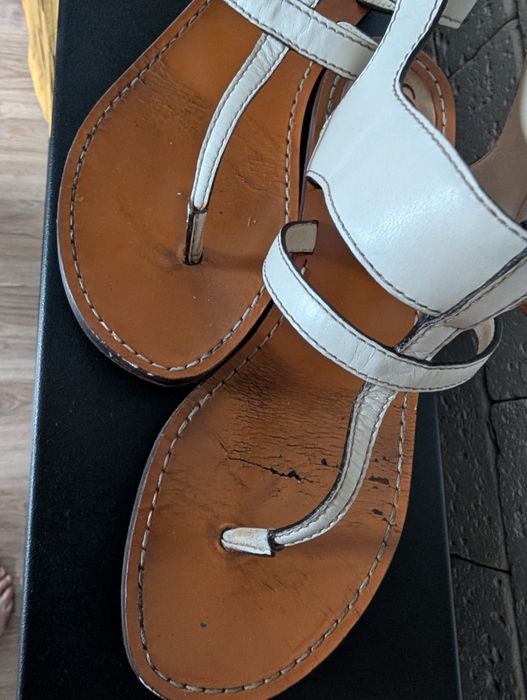 Оригінал! Жіночі шкіряні сандалі Gucci Gwen Leather Bamboo Buckle Sandals. 39 розмір