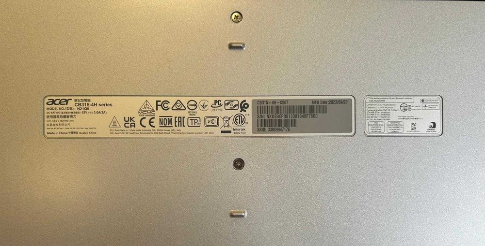 Laptop ACER Chromebook 315