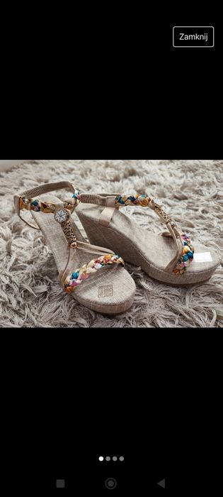 Buty wiatrówki sandały na koturnie 37-38 NOWE