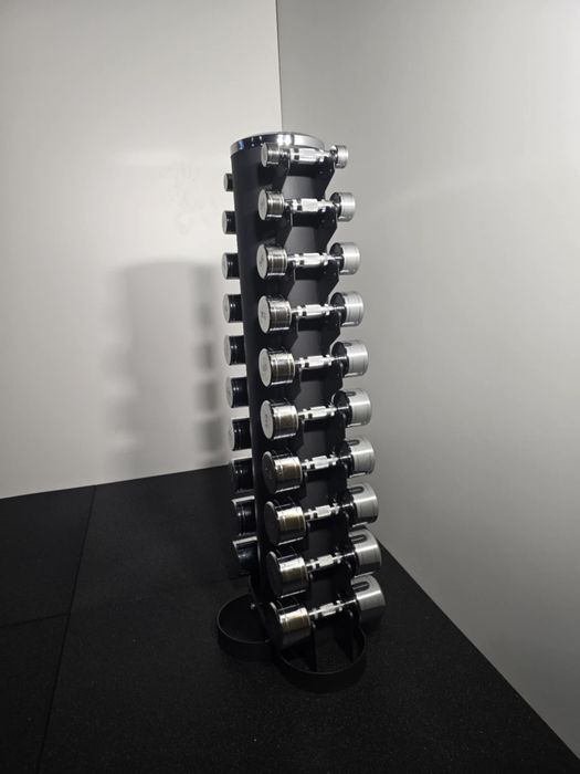 Zestaw hantli chromowanych od 1 kg.do 10 kg.ze stojakiem