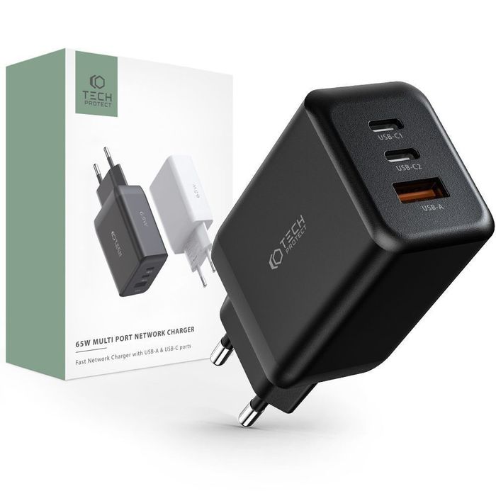 Ładowarka sieciowa Tech-Protect 65W 2xUSB Typ C + USB-A
