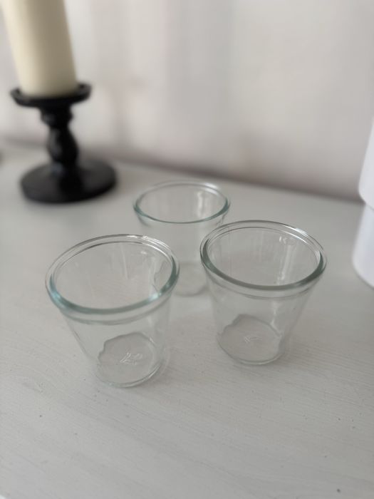 3 kubeczki na desery, małe kubeczki, szklanki, szklane miseczki, szkło