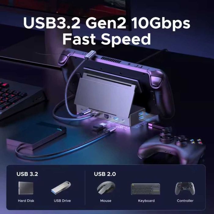 Док-станція Ugreen 9в1 Steam Deck ROG Ally Nintendo X Legion PD100W