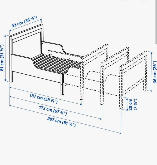 Cama criança Extensível IKEA SUNDVIK e Colchão IKEA ÖMSINT como novos!!