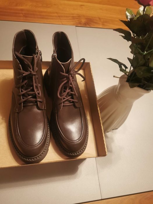 Botki skórzane czekoladowe 40(41)