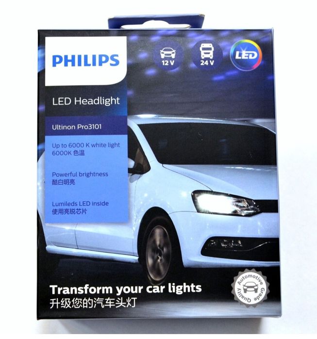 Автомобільні світлодіодні лампи з цоколем h4 philips 12 led 12-24v 24w