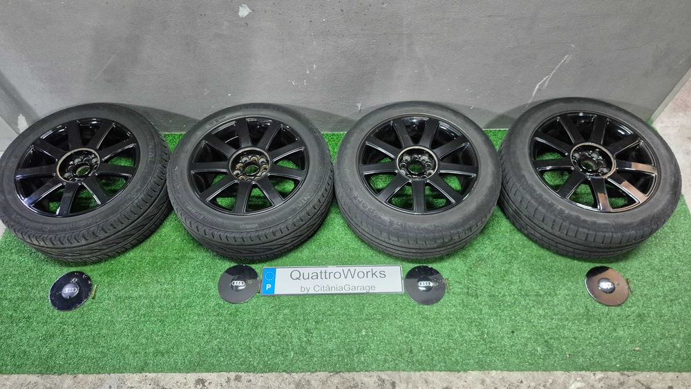 4 Jantes 16 Polegadas Dupla Furacao 5x100 e 5x112 Sline Preto Brilho com Pneus 205/55R16
