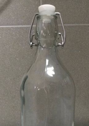 Garrafa IKEA vidro c/ tampa, transparent,1L, Nova!
