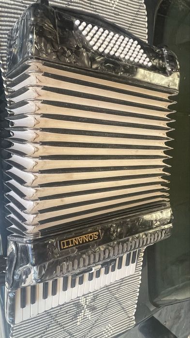Acordeon preto e cinza