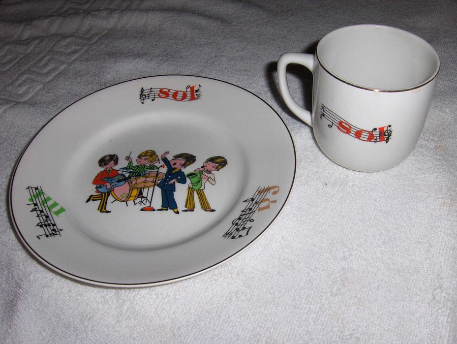 Conjuntos de refeição de criança em loiça - Prato e caneca