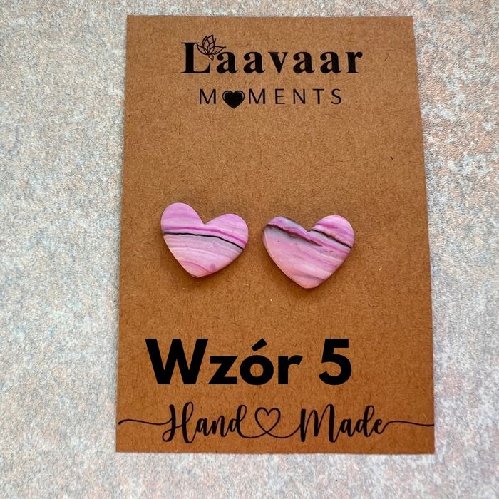 Kolczyki handmade z glinki polimerowej – Heart Moments „Pink Calm”