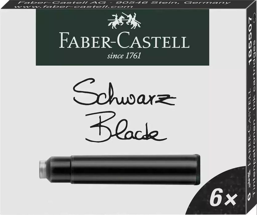 Naboje Krótkie Czarne 6Szt Faber Castell. Nowy Produkt