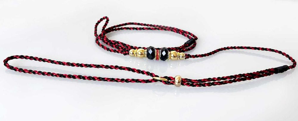 Smycz wystawowa dla psa ringówka czarno czerwona