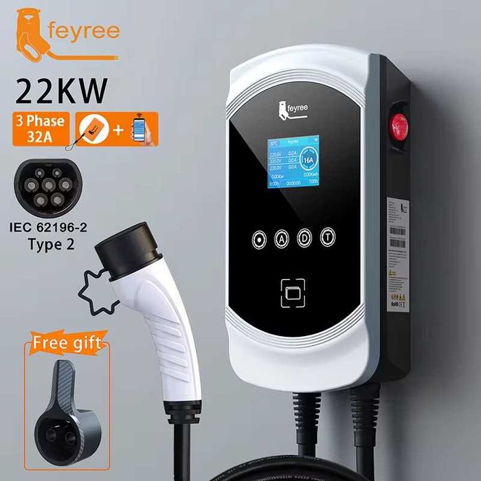 Wallbox Carregador Rápido para Carro Elétrico EV Tipo 2 - 22 kw