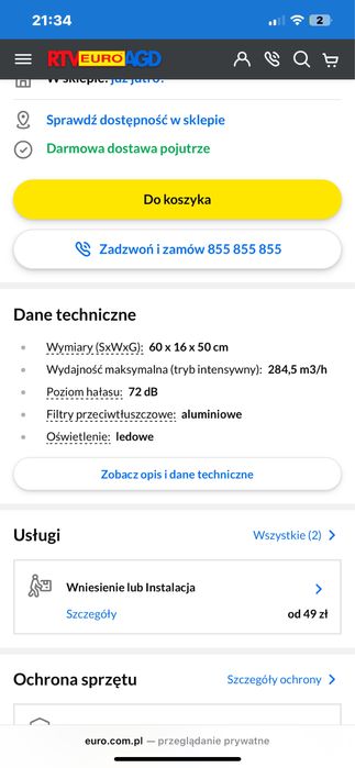 Okap podszafkowy nowy SREBRNY NIE CZARNY