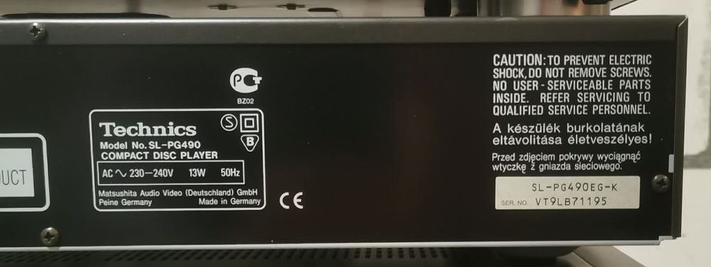 Odtwarzacz CD Technics SL-PG490 pilot