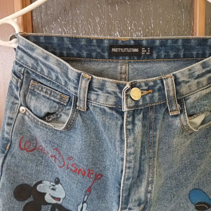 Damskie dżinsy ręcznie malowane Myszka Miki