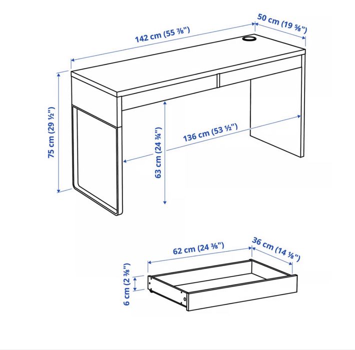 Biurko MICKE Ikea, bualy, 142x50 cm