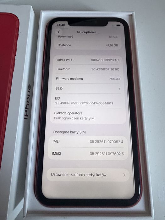 iPhone 11 64gb Red Bateria 94%