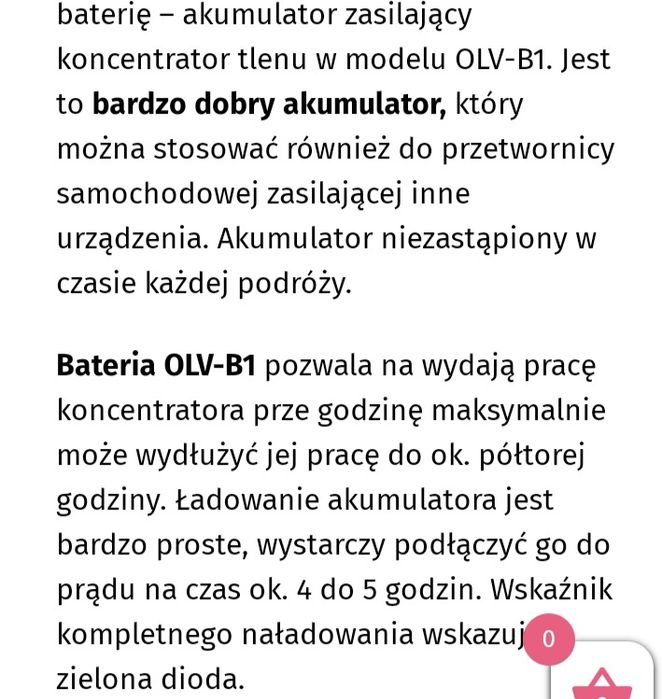 Akumulator do koncentratora tlenu i przetwornica