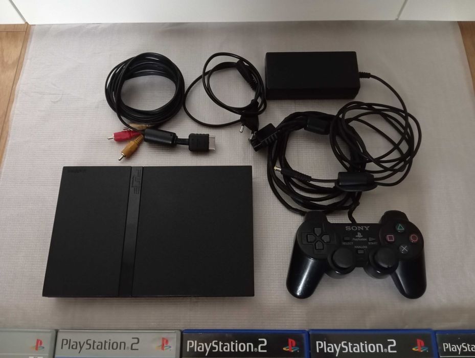 PS2 slim PlayStation 2, comando, 20 jogos originais