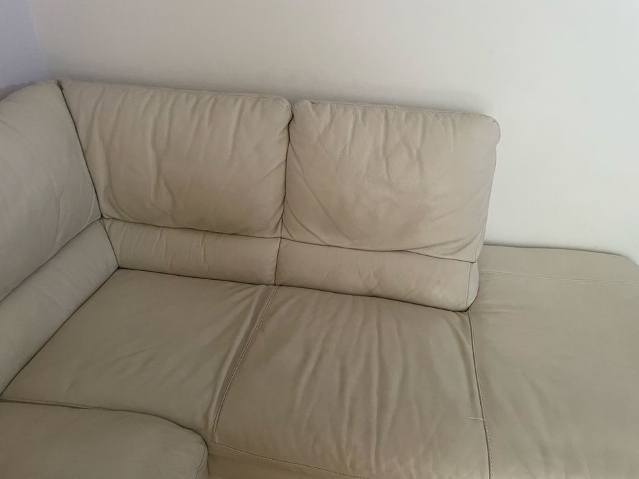 Sofa em pele 4 lugares e chaise longue divani