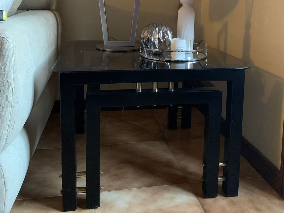 Mesa de centro vidro preta vintage