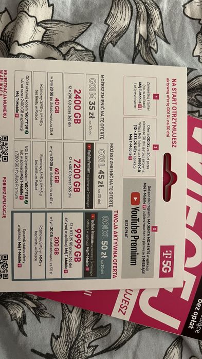 2 startery T-Mobile 9999GB + Youtube Premium