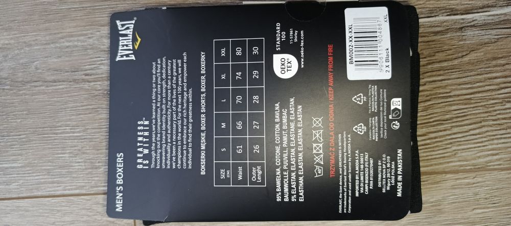 Nowe bokserki męskie XXL Everlast 2-pak czarne