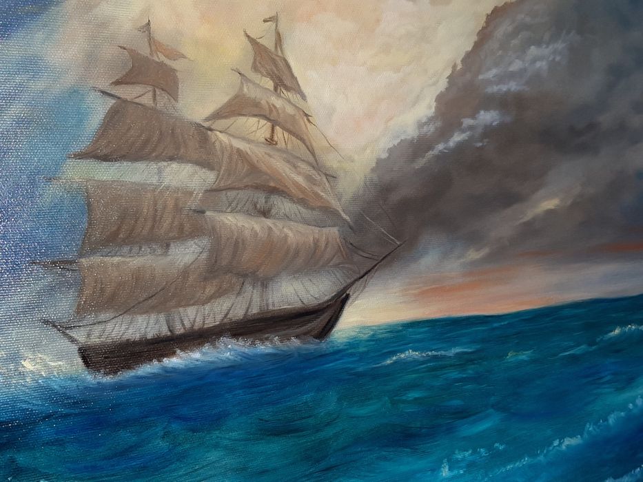 Картина написана олійною фарбою,, Корабель"