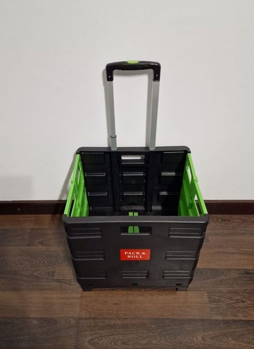 Relaxdays Czarny składany wózek na zakupy, nośność 35 kg