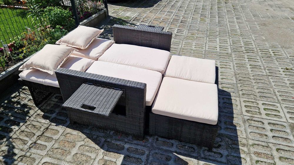 Sofa kanapa leżak leżanka szezlong fotel ogrodowa na ogród fukcja spania relax do ogrodu na balkon na taras wysyłka odbiór osobisty 24h pufa stolik