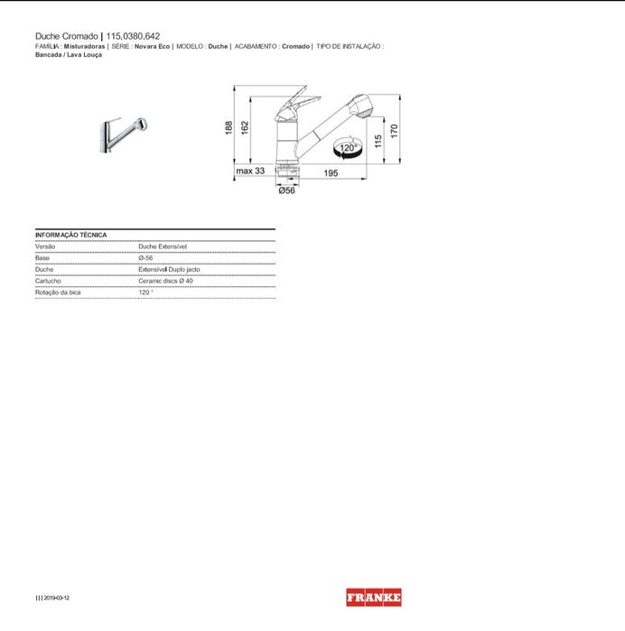 Novara  Eco Chrome - torneira 115.0380.642