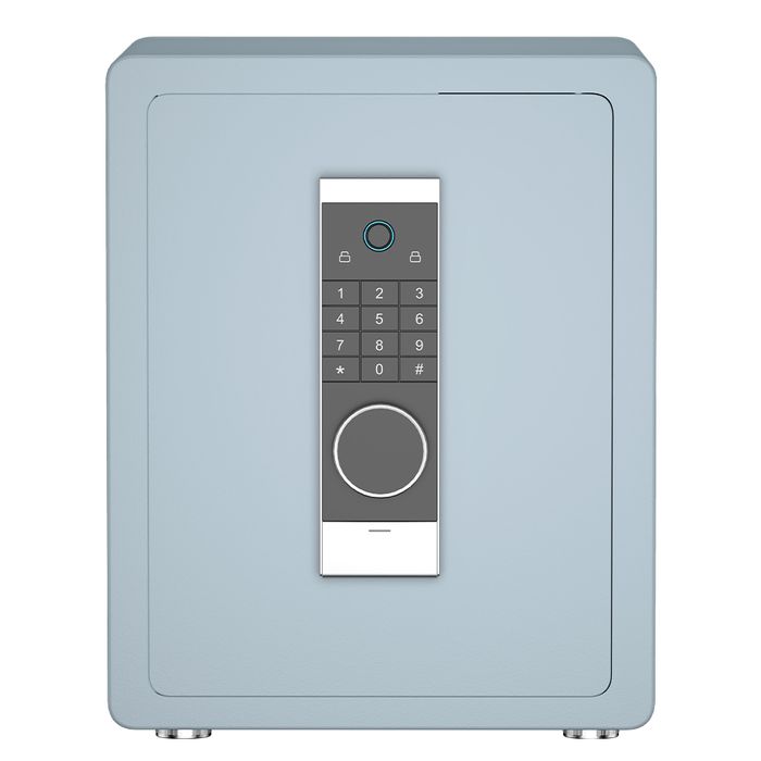 Sejf biometryczny stalowy - odcisk palca - 45x38x32 cm - niebieski