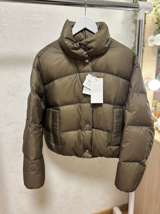 Пуховик жіночий Zara хакі water repellent windproof