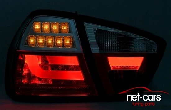 Lampy tylne tył BMW E90 05-08 LED Diodowe LIGHTBAR czerwono biale