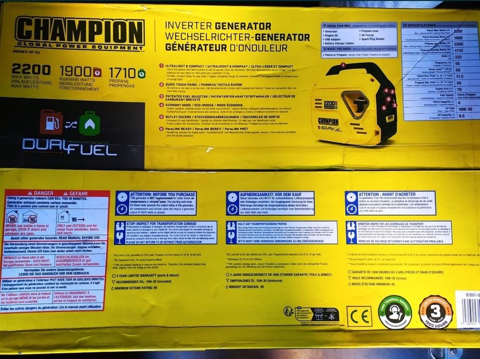 Генератор на газу та бензині Champion
