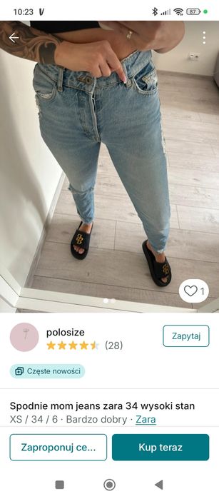 Spodnie mom jeans Zara 34 wyskoki stan