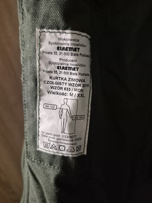 Kurtka zimowa wojskowa czolgisty