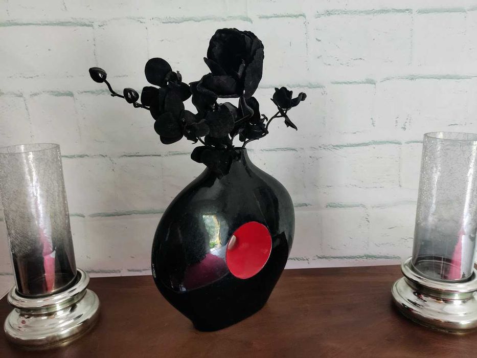 Par de porta velas em vidro e metal