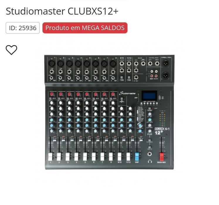 Mesa de mistura studiomaster xs12+